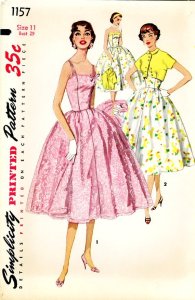 vintage%20sewing%20pattern%20-%201950s%20junior%20misses%20one-piece%20dress%20and%20jacket%20simplicity%201157%20size%2011%20bust-f91435